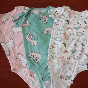 Animal onesies, three pack